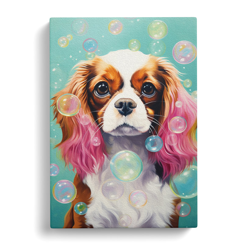Cavalier King Charles Spaniel Bubble Gum - No Frame Print, 60cm H x 40cm W x 3cm D