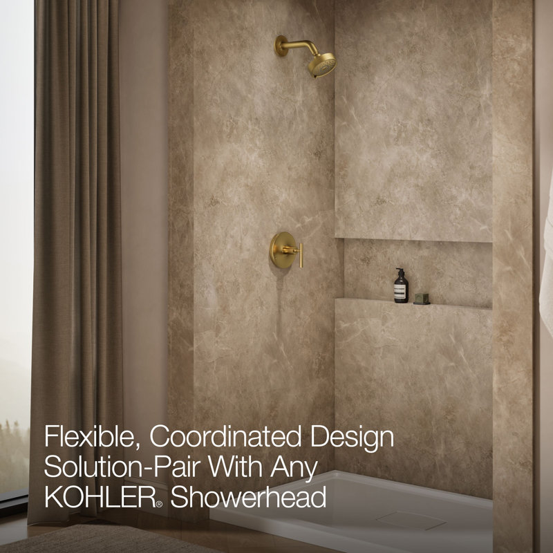 Kohler Purist® Rite-Temp Shower Valve Trim with Lever Handle, Less Showerhead, Vibrant Brushed Moderne Brass