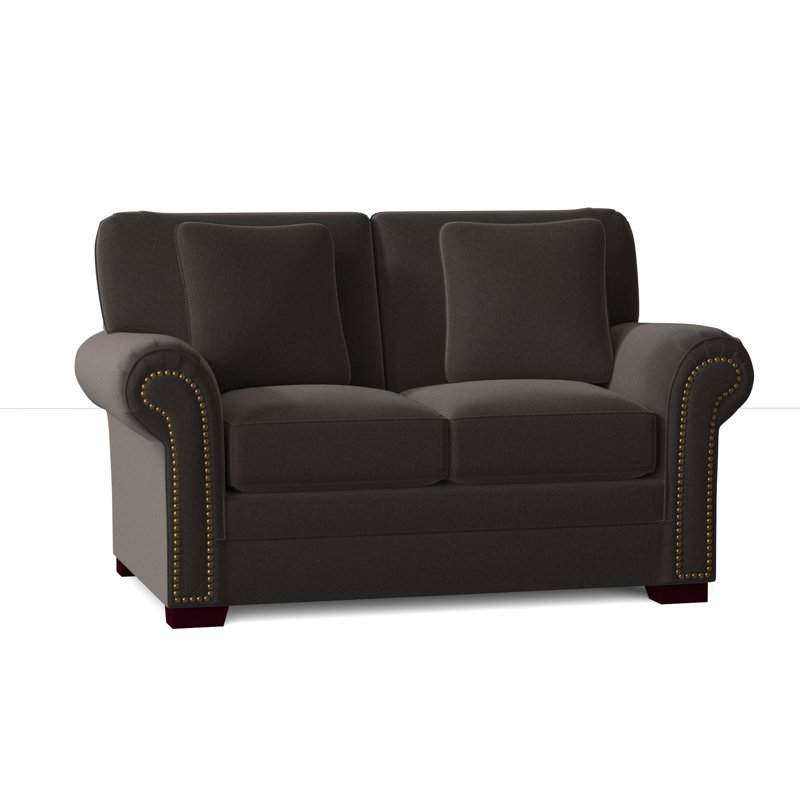 Adrena Upholstered 63'' Loveseat, Handsome 45 Black Performance Twill, Light Brass, No