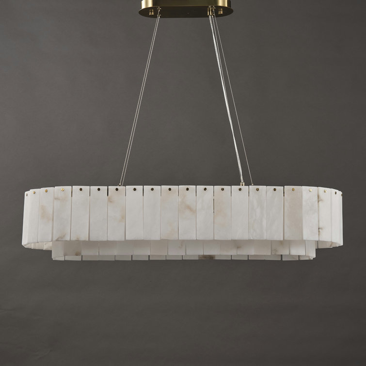 Alabaster Rectangular Chandelier L40 Inch(Dimmable Bulbs Include)