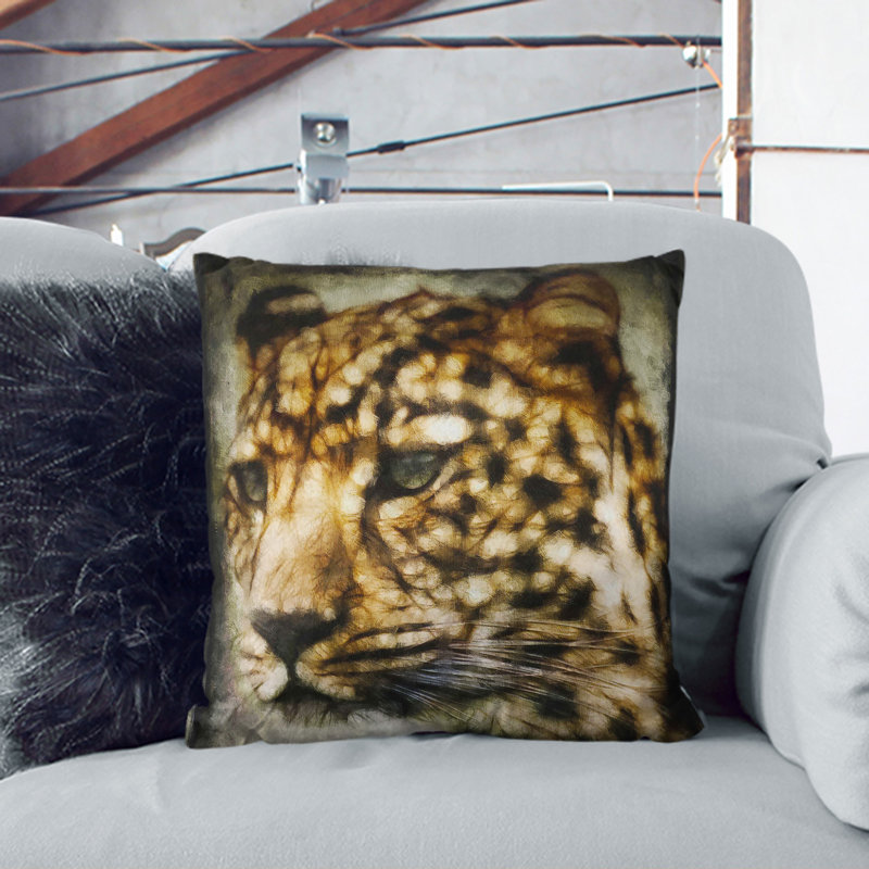 Cheetah Vol.2 Painting Square Throw Cushion, 40cm H x 40cm W x 15cm D