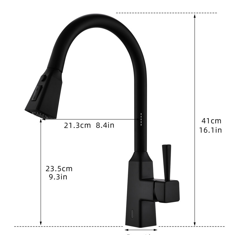 Robinet de cuisine sans contact - Automatique intelligent avec capteur de mouvement de remplissage en céramique de laiton noir stylisé activé pour des travaux rapides et hygiéniques
