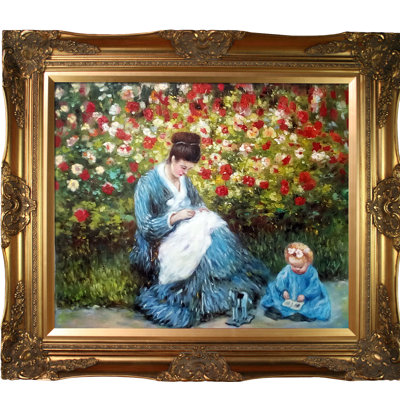 «Camille Monet and a Child in the Artist's Garden in Argenteuil» par Claude Monet - reproduction d'art sur toile