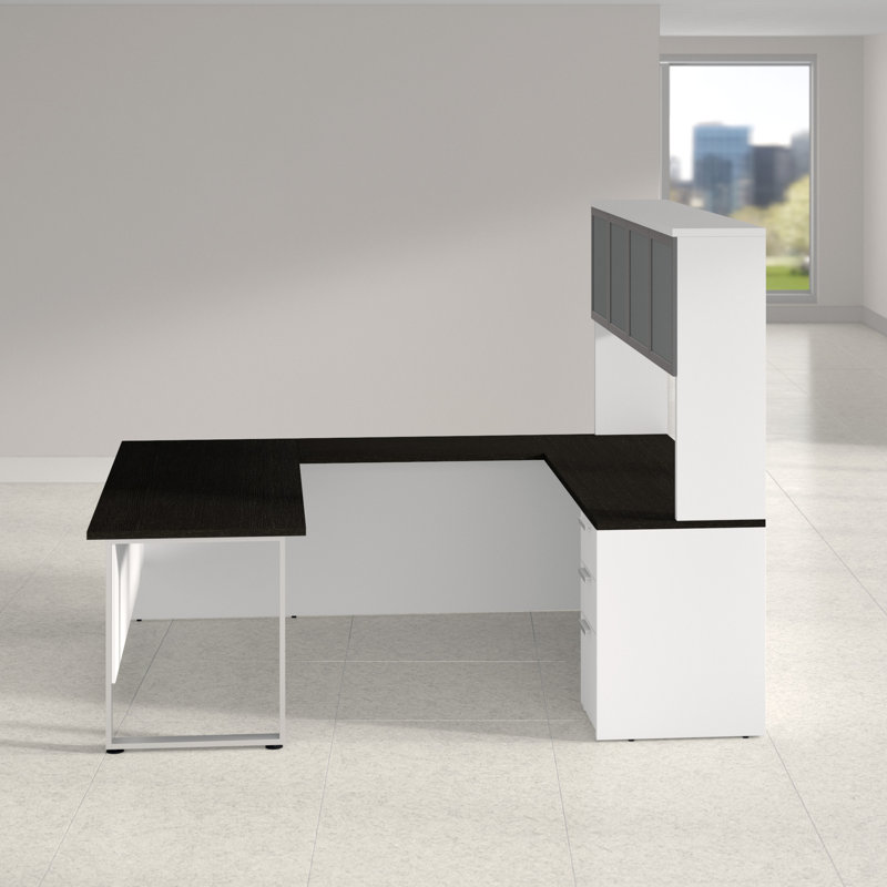 Glidden U-Shaped Executive Desk, White