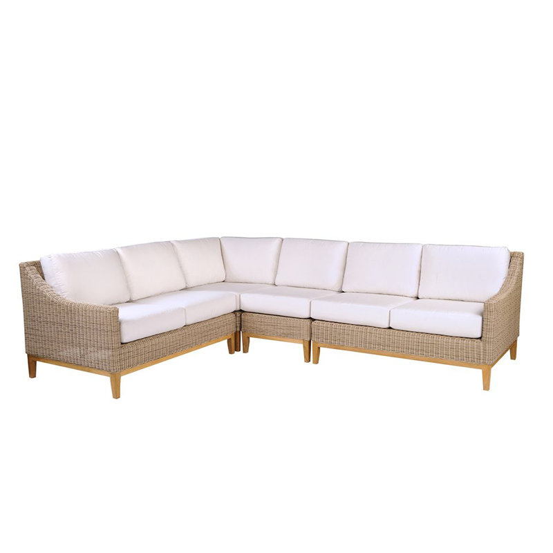 Frances Outdoor 5 - Seat Patio Sectional, Frances Black, Smoke