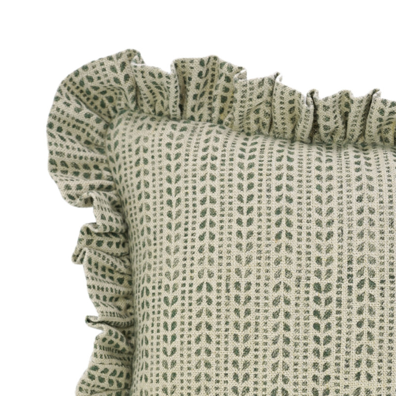 Housse de coussin lombaire à motif de volutes en lin épais Fab divine, décor campagnard (Ratanbel, vert), H 20 po x l 12 po