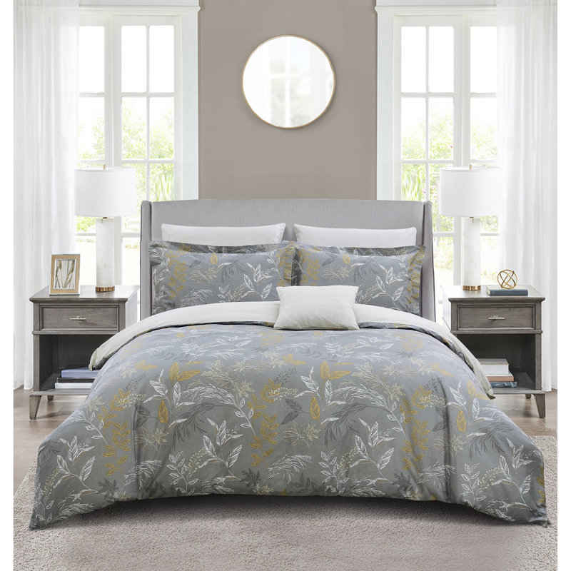 Cotton Sateen Floral Duvet Cover, Twin