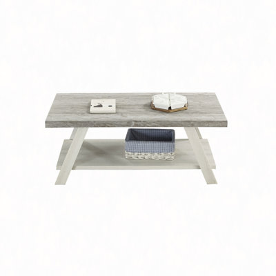 Athens Contemporary Two-Tone Wood Shelf Coffee Table