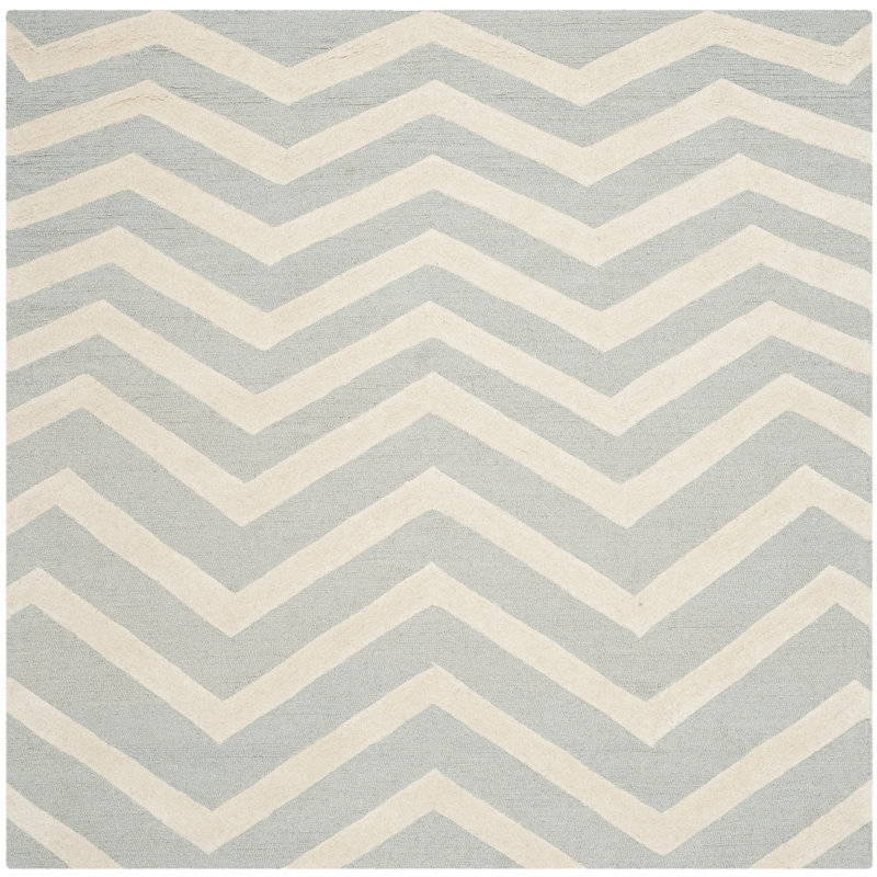 Sanyla Hand Tufted Wool Chevron Rug, Square 6'