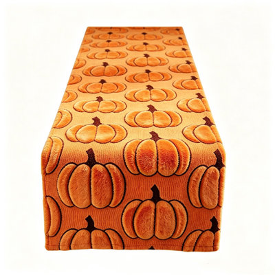 Halloween Decorations Pumpkin Patterns Table Runner Plushs Fabric Long Table Cover Cloth for Dining Table Sofa Sideboard Indoor Fall Interior Arrangem