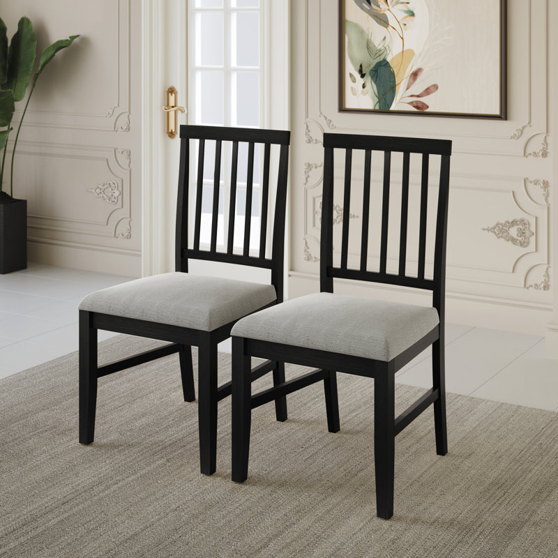 Chaise en bois avec revêtement gris chaud, Noir, noir, noir, noir