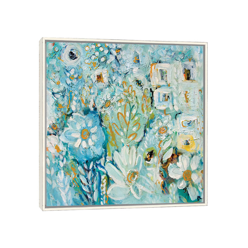 Blue Abode - impression d'art mural, H 18 po x l 18 po, Reproduction encadrée sans passe-partout, Blanc patiné