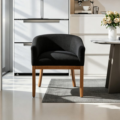 Fauteuil demi-tonneau 24,8 po moderne avec accoudoirs, structure en bois d'hévéa naturel, simple
