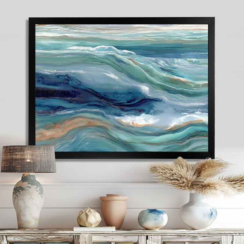 «Green River», art mural vert, impression sur toile, H 24 po x l 32 po, Cadre flottant, Noir