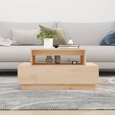 Nixie Solid Wood Floor Shelf Coffee Table with Storage