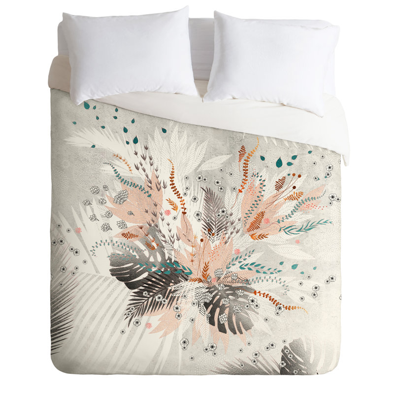 Ensemble de housse de couette tropical argenté, Housse de couette pour grand lit et 2 taies décor