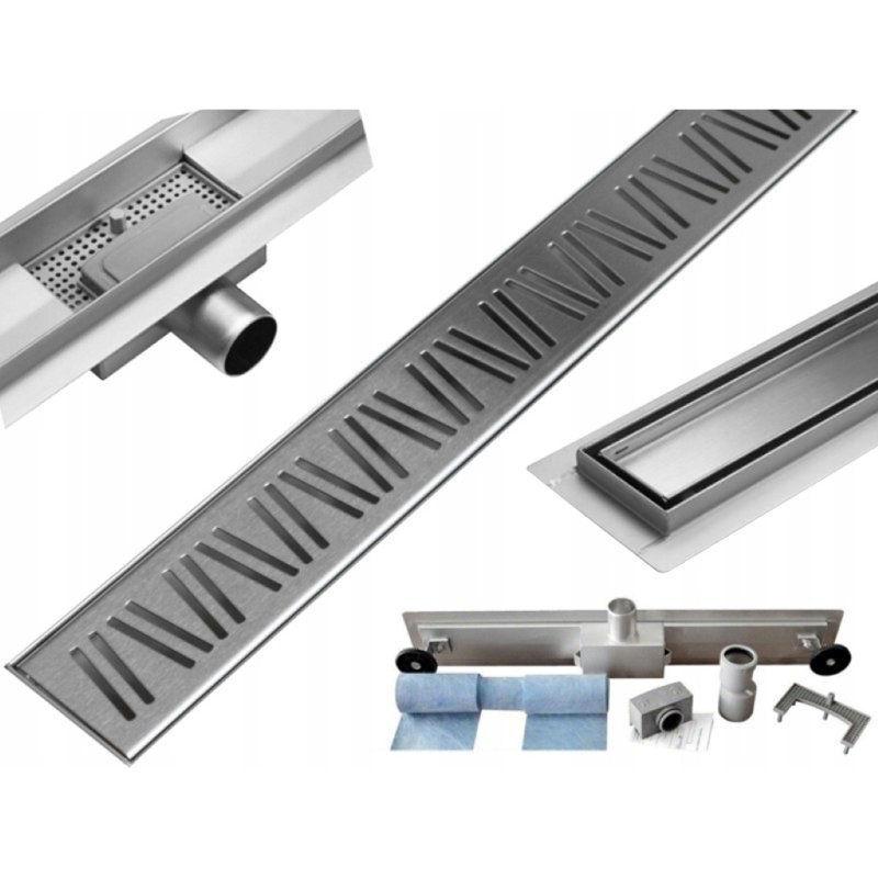 Montour Linear Grid Waste Shower Drain, 7cm H x 80cm W x 5cm D
