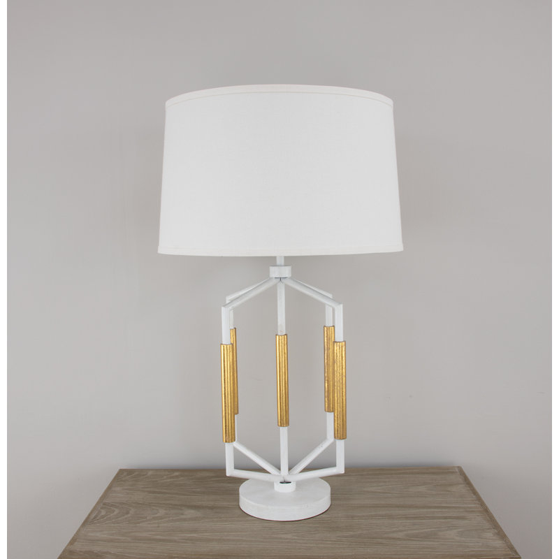 Mura Table Lamp, Antiqued White/Gold Leaf
