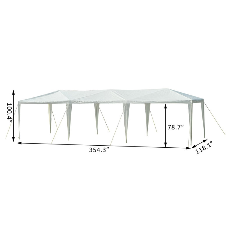 Tente pour fête en acier l 30 pi x P 10 pi, Blanc