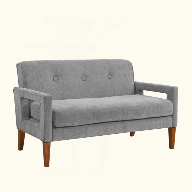 Modern Living Room Causeuse Chenille Upholstery Coils Coils, Gris