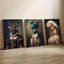 Ensemble de 3 affiches encadrées, portraits d'animaux vintage sur toile, représentant un cerf majestueux, un paon et une poule en tenue baroque. Décor élégant pour le salon et la chambre à coucher, style peinture à l'huile classique. Cadeau unique pour les amateurs d'art.-358440806