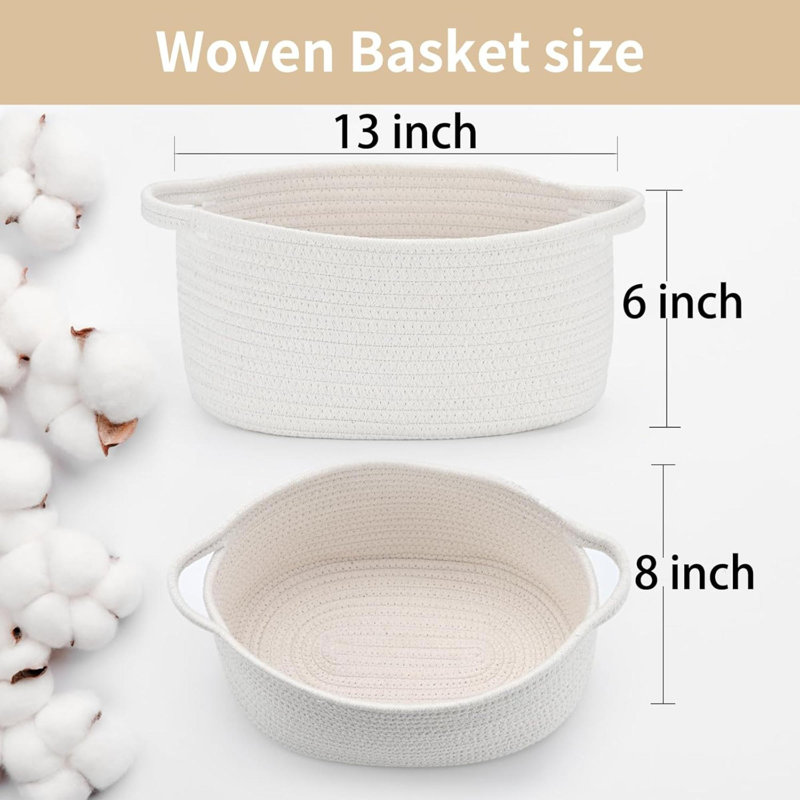 Cute Woven Easter Basket With Handle, Baskets For Gifts Empty, Present Containers For Raffle Baby Shower Burr Basket, Decorative Organizer Box For Storage Baby Toy