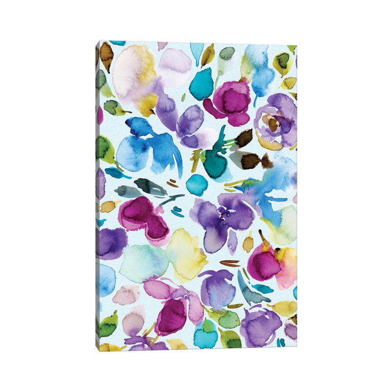 Floral Party III par Joy Ting - peinture sur toile tendue, H 26 po x l 18 po x 1,5 po