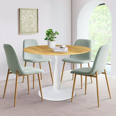 Folmar 4 - Person Dining Table Sets With 35'' Round Table & 4 Upholstered Fabric Chairs