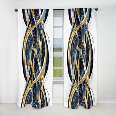 Helix Expression Abstract Yellow And Blue - Modern Waves Abstract Blackout Curtain - 1 Panels