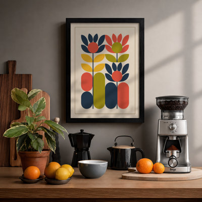 Modernist Flower Study Mid-Century - Framed Print