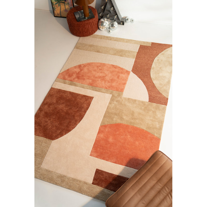 Rug Geometric Area Rug in Terracotta