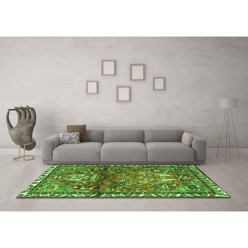 Washable Southwestern Indoor Rug, Square 8'