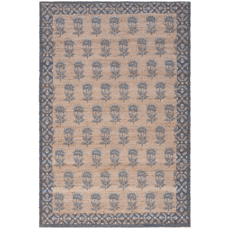 Tapis d'intérieur floral tissé à la main Saffron, Rectangle 6 pi x 9 pi