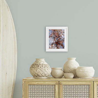 Aquatic Starfish And Bubbles Framed Print Under Glass, design by Susan Lugar