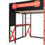 Lit mezzanine double en bois avec bureau, tablettes, prise de courant et ports USB / Type-C et lumière RVB, noir et rouge-165895133