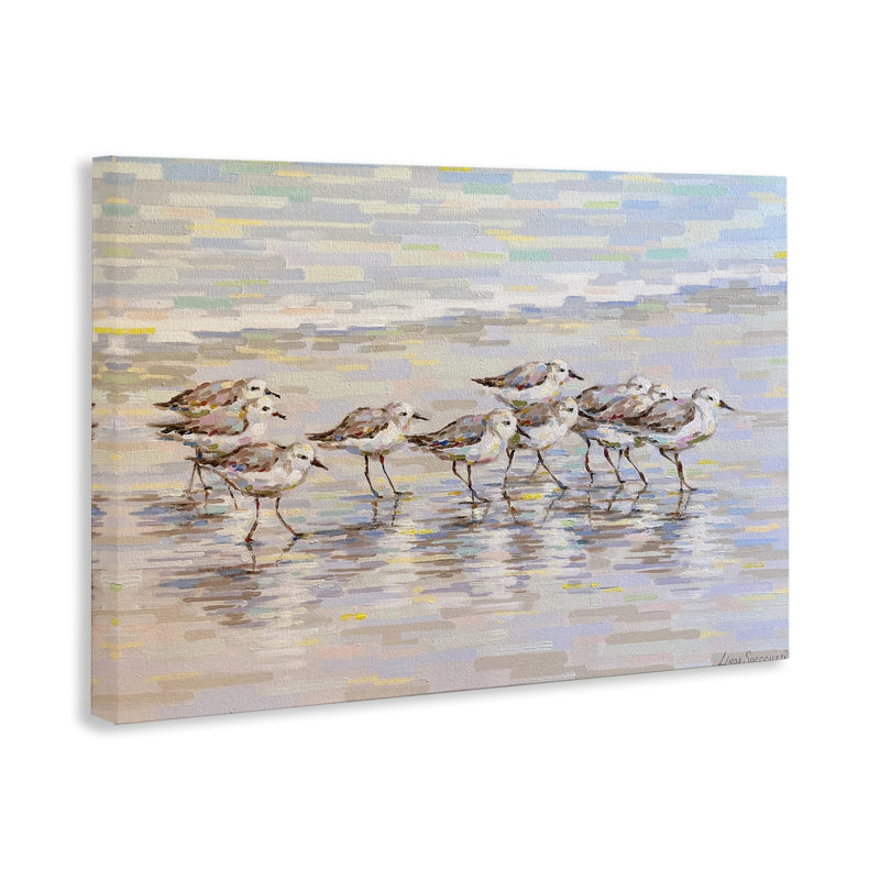 «Follow Me Sandpiper», art mural sur toile, par Linda Sperruche, H 16 po x l 24 po