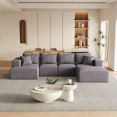 Ensemble de canapé modulaire en forme de L Boneless de 132 po avec 6 coussins