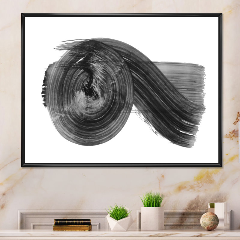 «Black Abstract Waves IV», reproduction sur cadre flottant sur toile, H 8 po x l 12 po x P 1 po, Cadre flottant noir