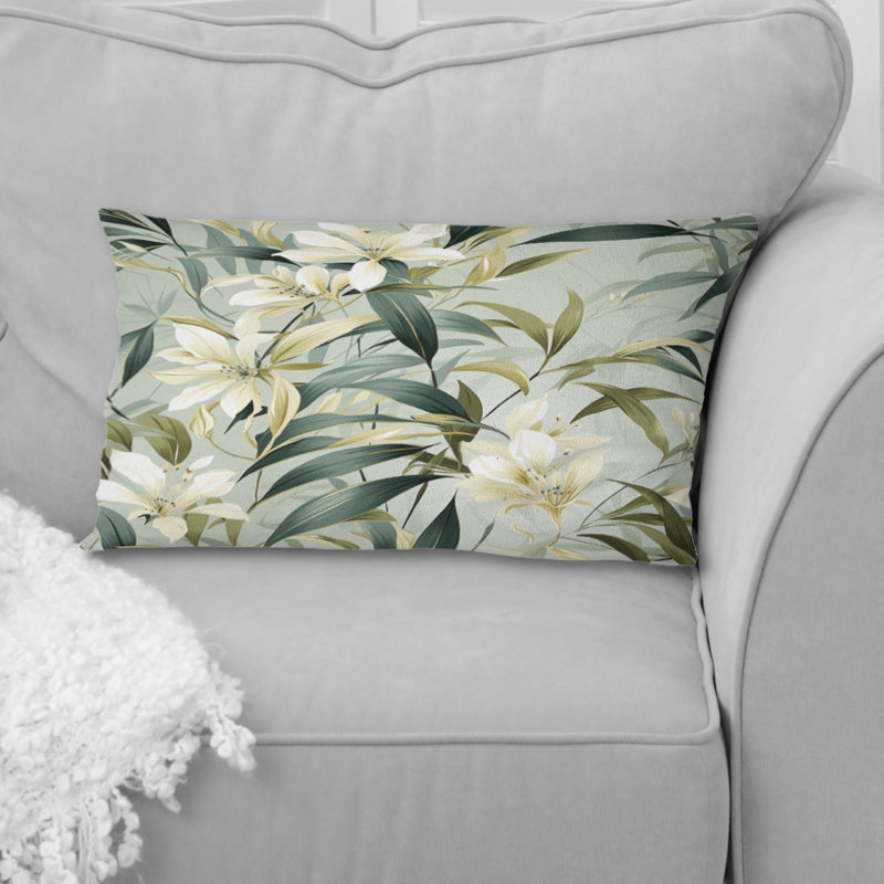 Bamboo Whispers - motif tropical II - coussin floral en polyester