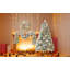 Couronne de Noël enneigée avec guirlande de Noël et sapin de Noël, 3 décorations de Noël enneigées avec lumières DEL chaudes, guirlande de 9 pi, couronne de Noël, arbre de Noël de 6 pi