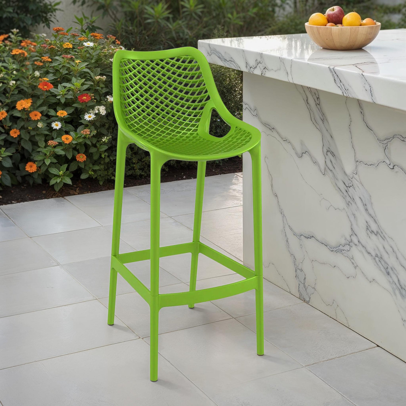 Farrah Patio Bar Stool, Tropical Green, 29.5"
