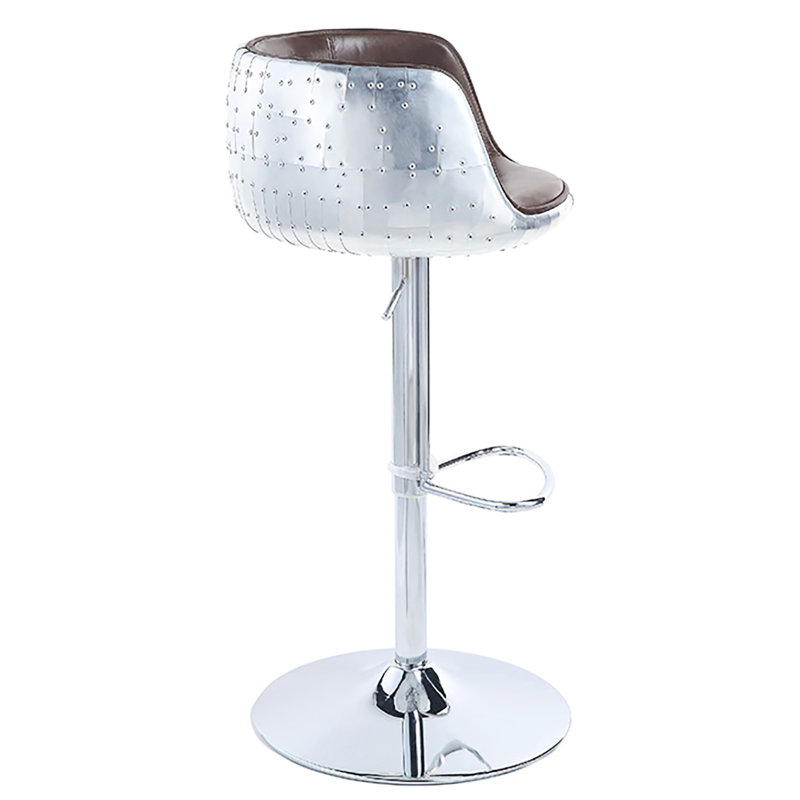 Tabouret pivotant réglable brun de style rétro pour la salle à manger - Confort moderne