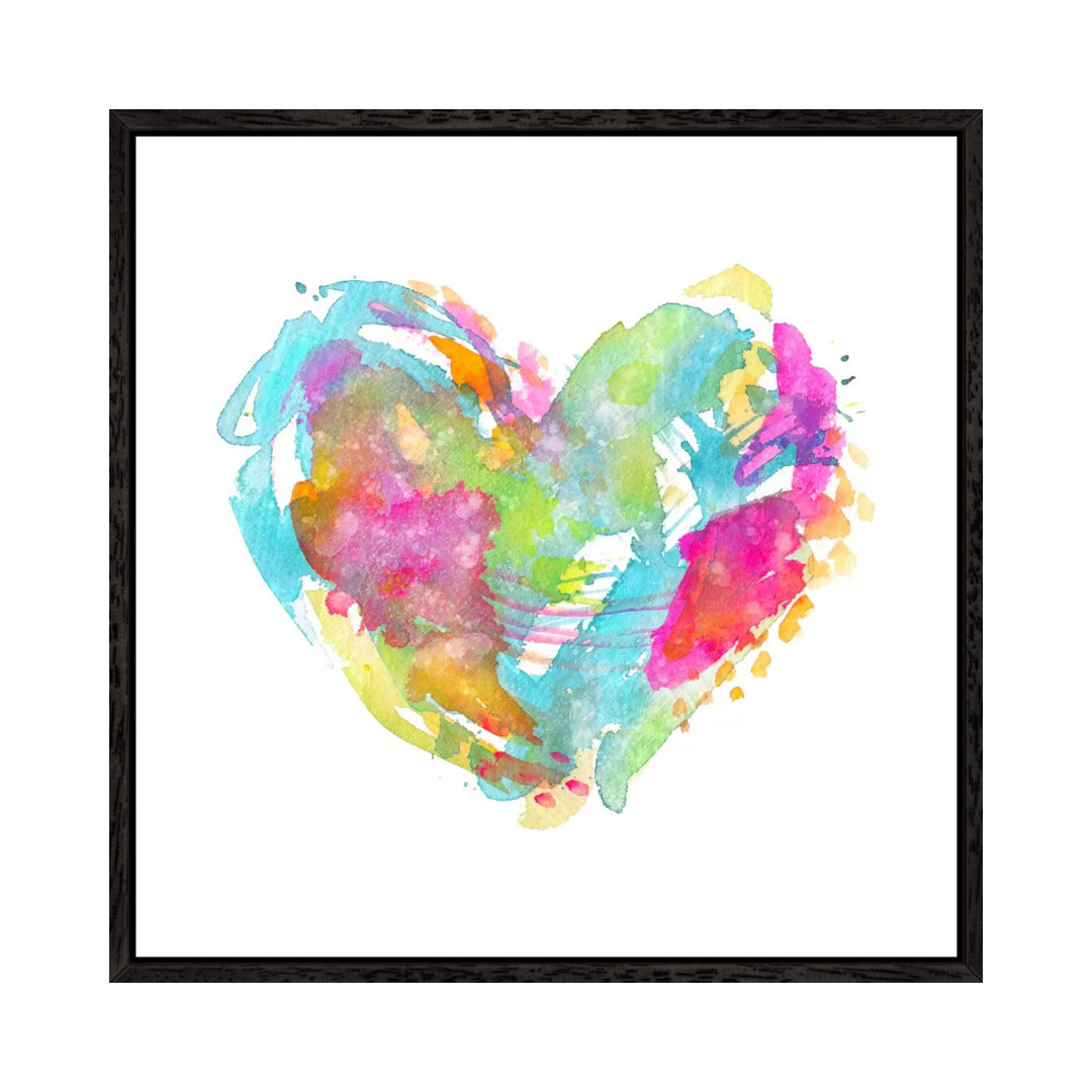 Messy Watercolor Heart, Cyan by Stephanie Corfee - Gallery-Wrapped Canvas GiclÃ©e on Canvas