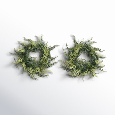 Artificial Buckler Fern and Grass Wreath