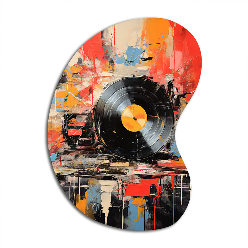 Vinyle disque vinyle Fusion II - Disque vinyle asymétrique, décoration murale en métal de forme unique