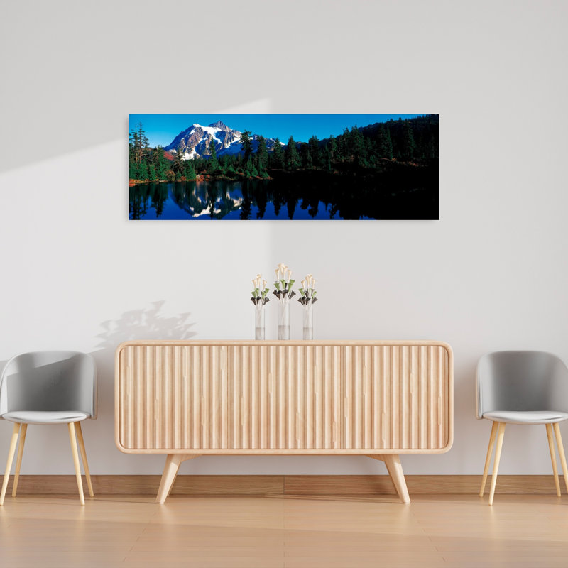 «Mount Shuksan North Cascades National Park Wa Abstract Contemporary Forest Landscape», art mural, H 16 po x l 48 po