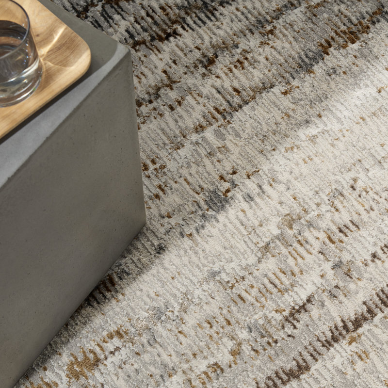 Calvin Klein CK073 Compass Ivory Rust Modern Indoor Rug, Rectangle 3'11" x 5'11"