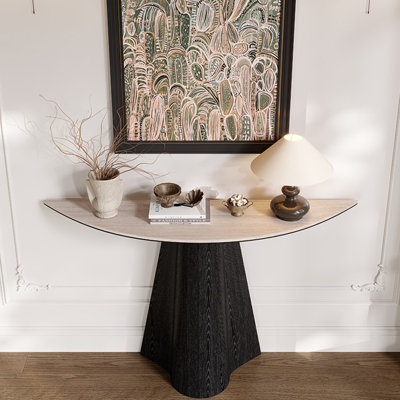 Modern-style solid wood console table.