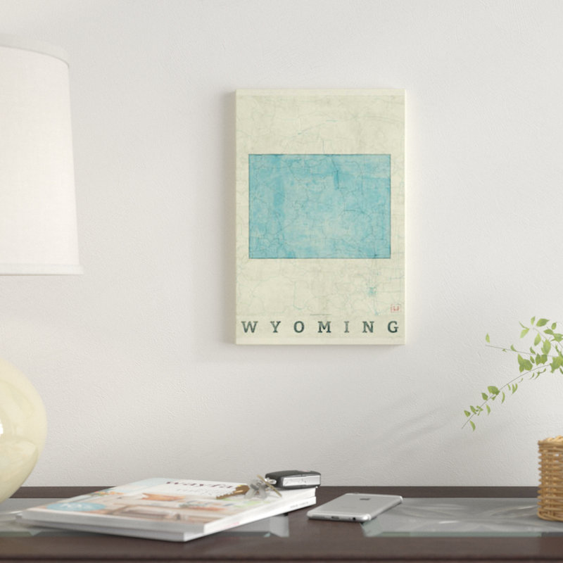 «Wyoming Map», impression sur toile, H 12 po x l 8 po x P 0,75 po, Toile tendue, Pas de tapis