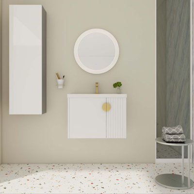 Meuble-lavabo de 28 po avec lavabo en céramique pour petite salle de bain